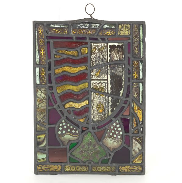 EARLY ENGLISH ENAMELED LEADED GLASS
