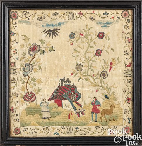 EARLY ENGLISH NEEDLEWORK PICTURE,