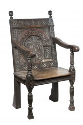 EARLY ENGLISH OAK ARMCHAIR 17t