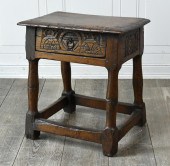 EARLY ENGLISH OAK JOINT STOOL.