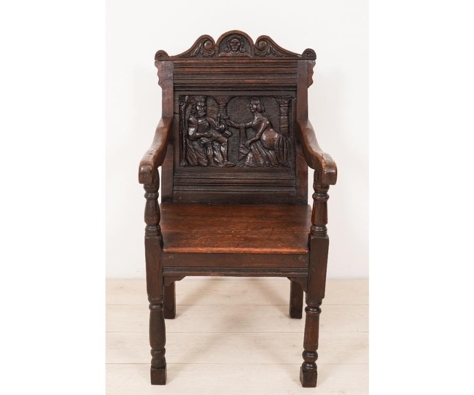 Early English oak wainscot open
