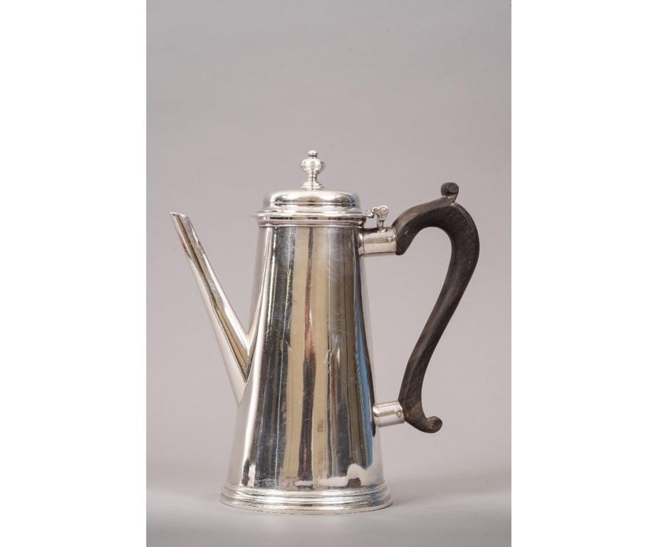 Early English silver coffee pot,
