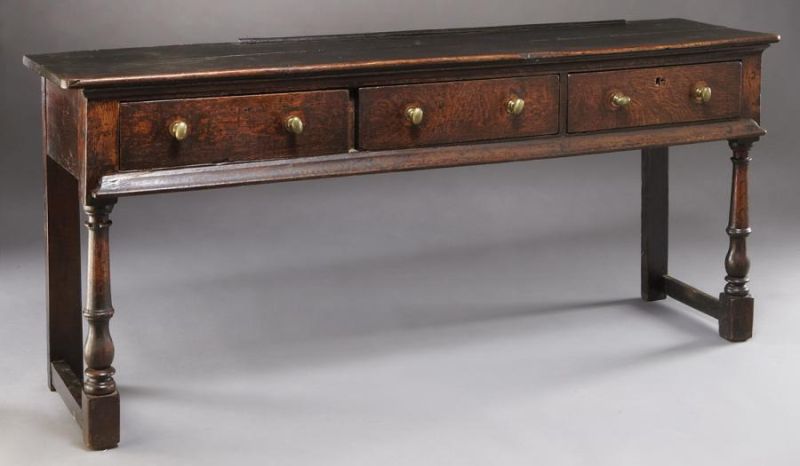 Early English three drawer oak