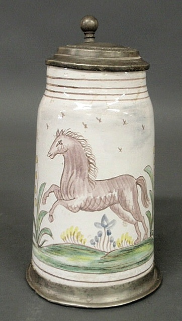 Early faience earthenware stein
