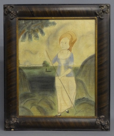 Early folk art drawing woman