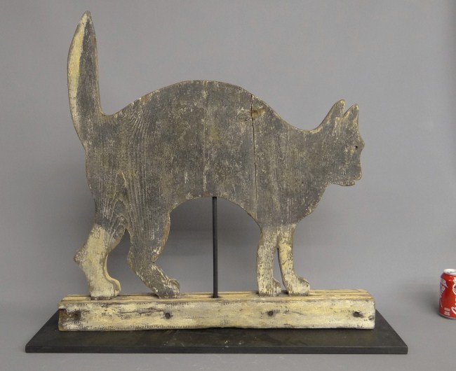 Early folk art wooden painted cat