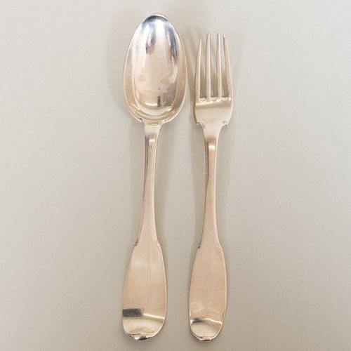EARLY FRENCH SILVER FORK AND