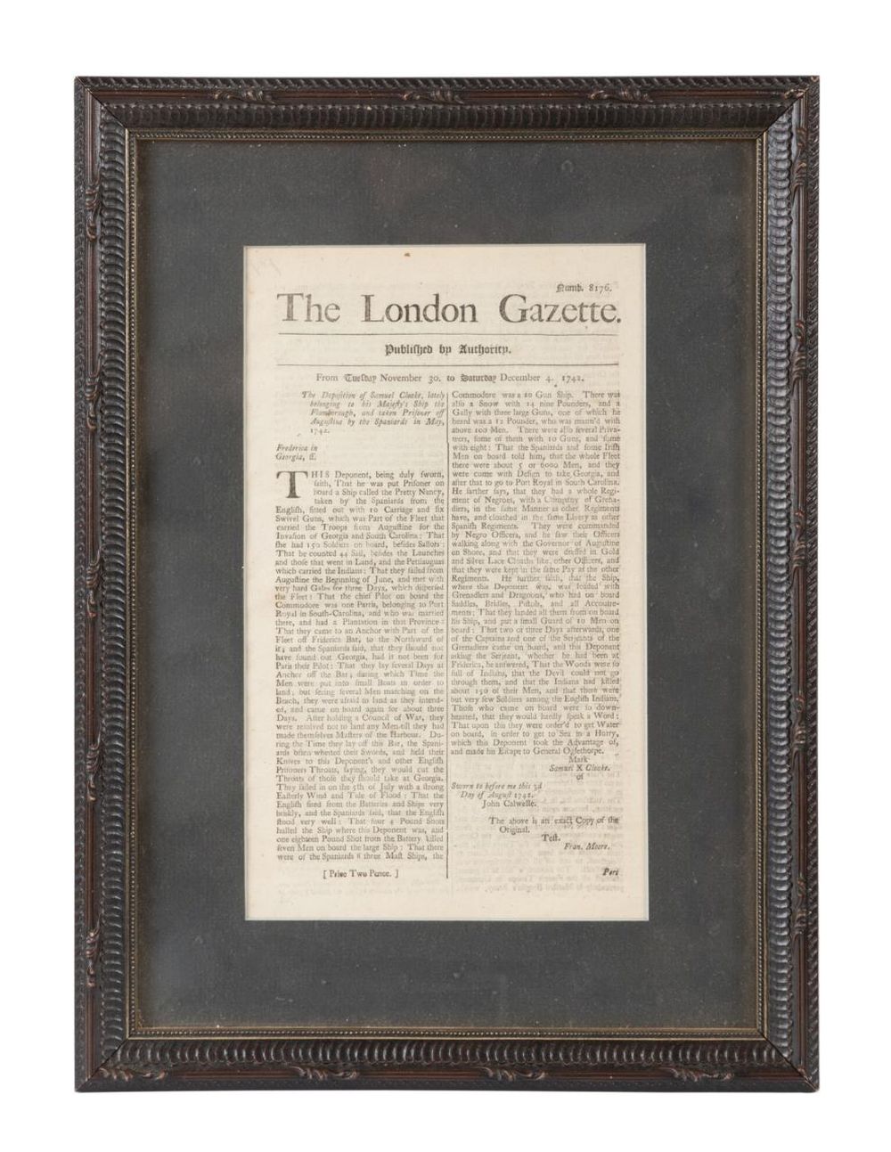 EARLY GEORGIA HISTORY, THE LONDON