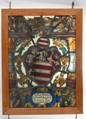 EARLY GERMAN PAINTED LEADED GL