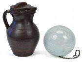 EARLY GLASS WITCHES BALL AND M