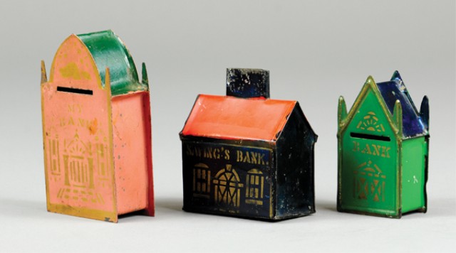 EARLY HAND PAINTED TIN BUILDING