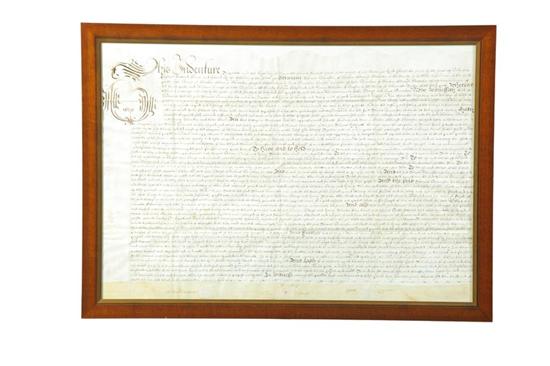 EARLY INDENTURE.  Ink on vellum 