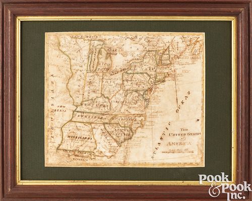 EARLY INK AND WATERCOLOR MAP OF THE
