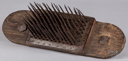 EARLY IRON FLAX HATCHEL, EARLY 19TH