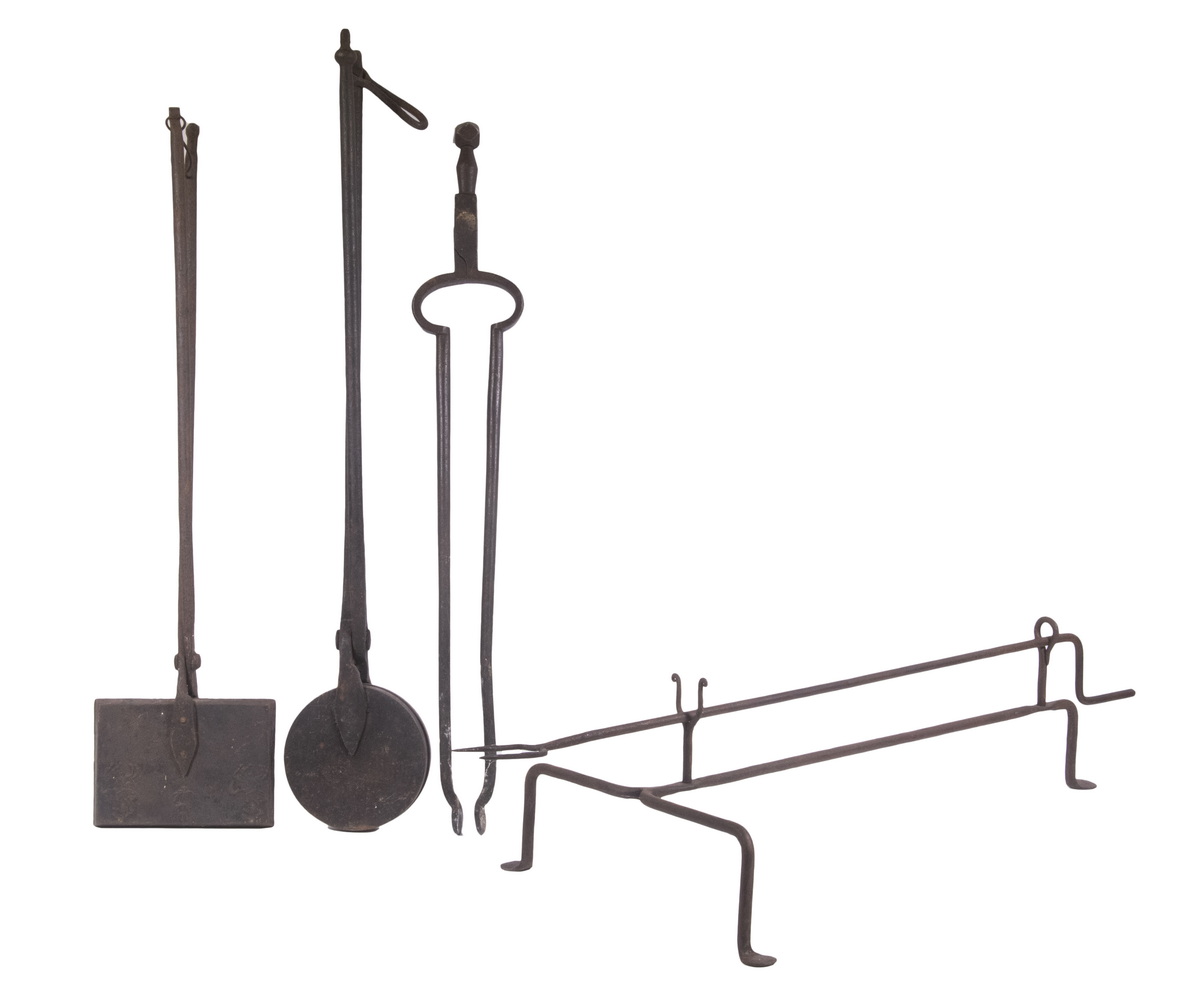 EARLY IRON HEARTH ACCESSORIES (4)