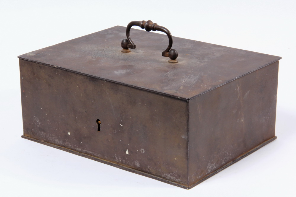 EARLY IRON LOCK BOX- Probably