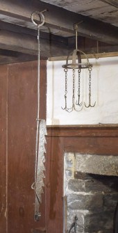 EARLY IRON MEAT RACK AND TRAMM