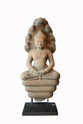 EARLY KHMER SANDSTONE FIGURE O