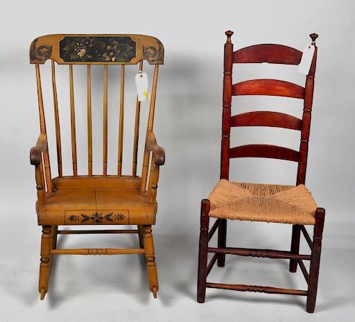 EARLY LADDERBACK SIDE CHAIR,