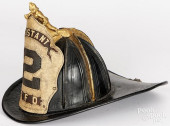 EARLY LEATHER FIRE HELMET WITH
