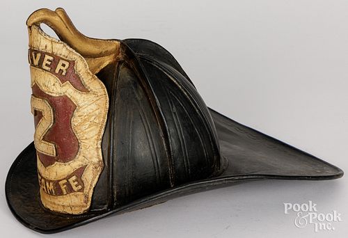 EARLY LEATHER FIRE HELMET WITH