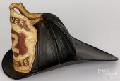 EARLY LEATHER FIRE HELMET WITH