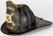 EARLY LEATHER FIRE HELMET WITH