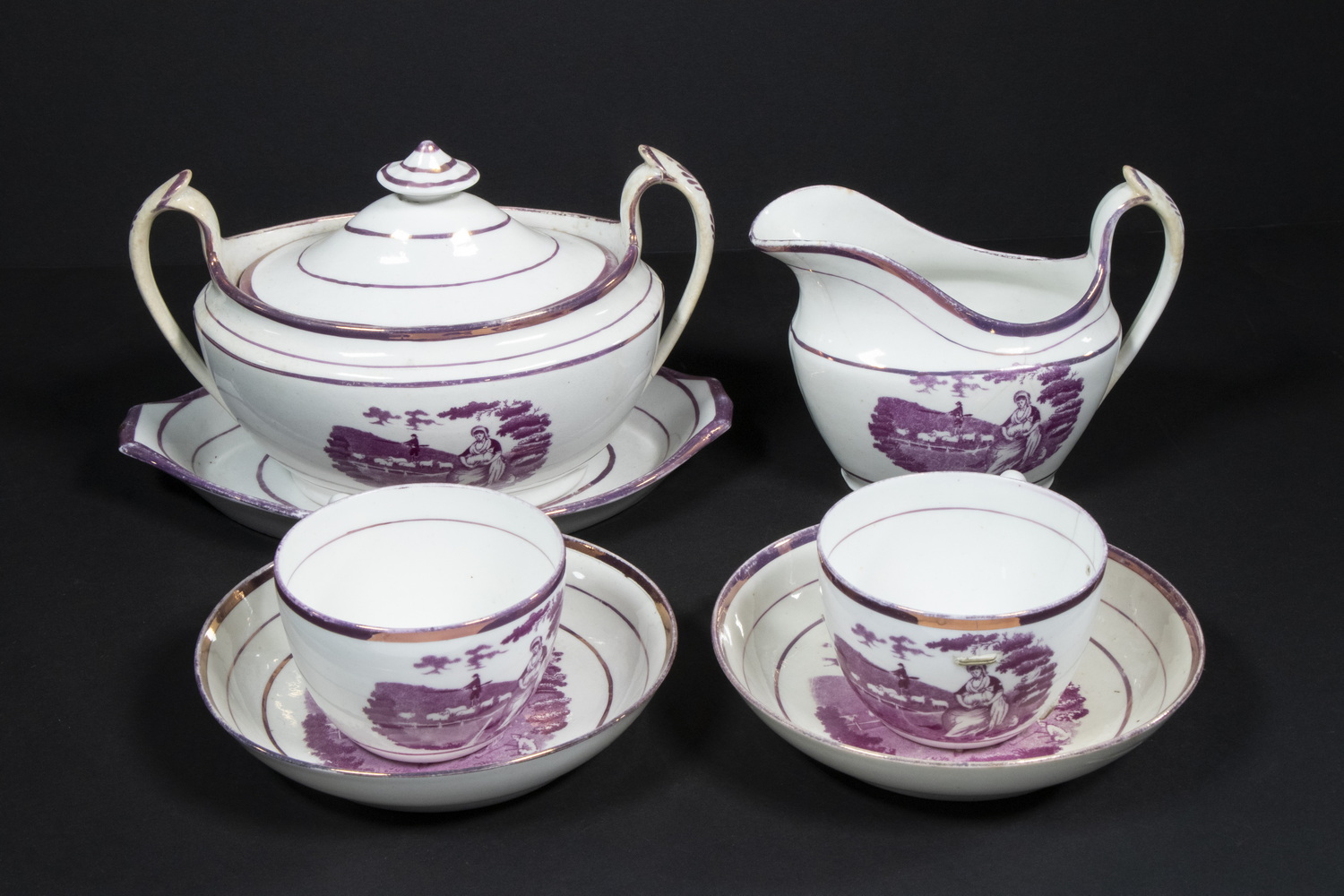 EARLY LUSTREWARE DISHES (7)