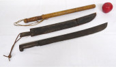EARLY MACHETE IN TOOLED SHEATH