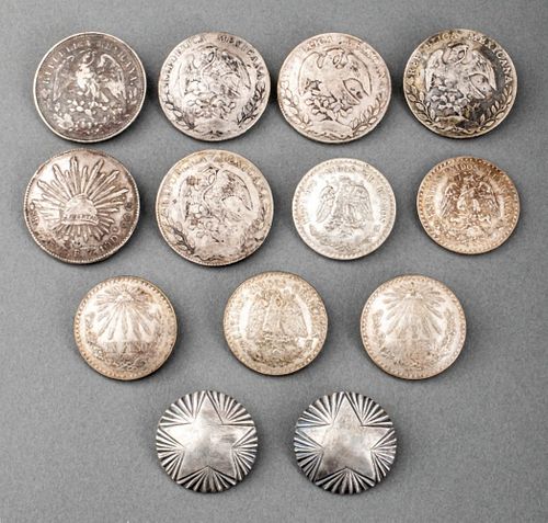 EARLY MEXICAN SILVER COIN MOUNTED