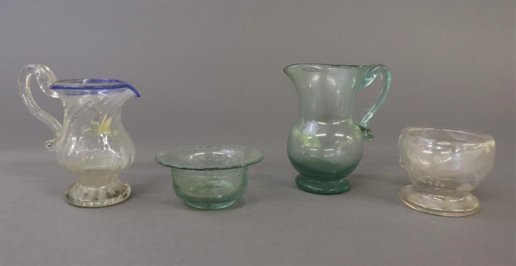 Early New Jersey glass salt, 3"dia,