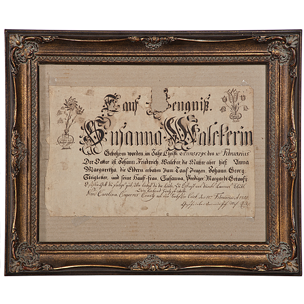 Early North Carolina Fraktur 1805