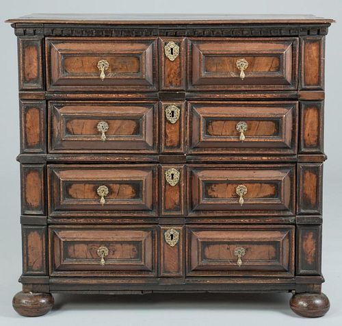 EARLY OAK PANELED CHESTCharles II