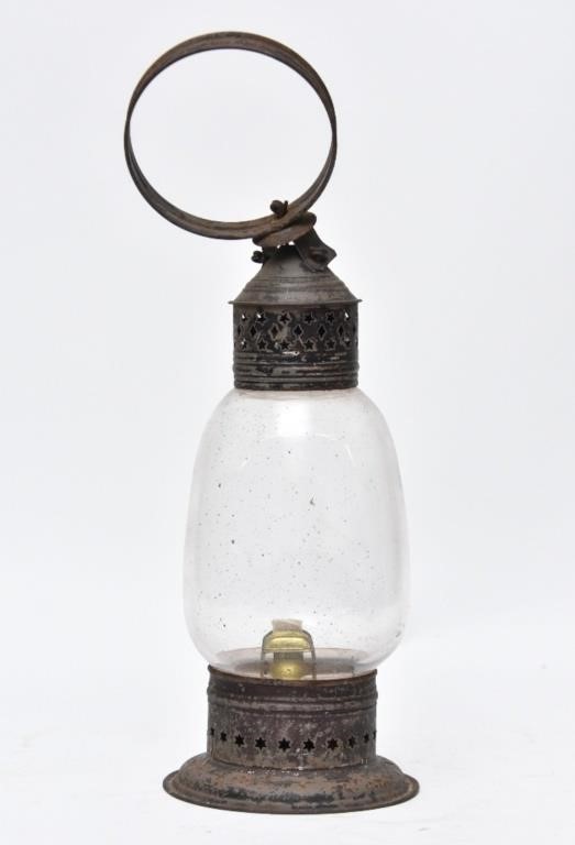 Early oil lantern, 19th c. 17"h x