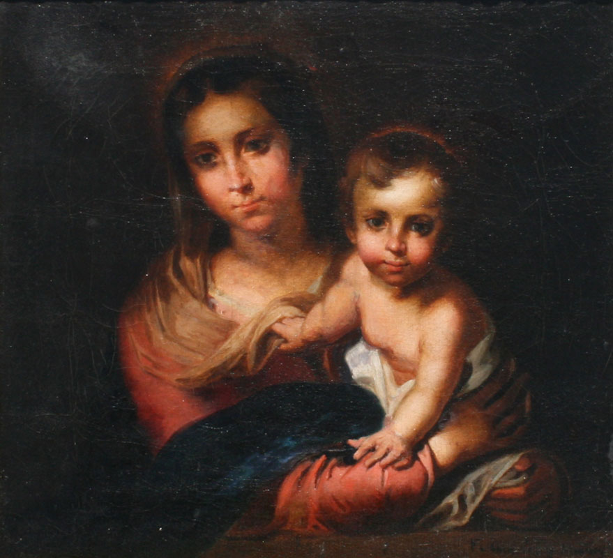EARLY OIL ON CANVAS OF MADONNA