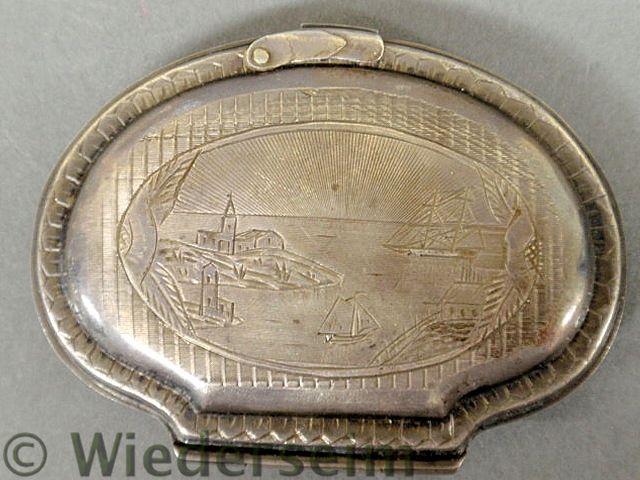 Early oval silver change purse 19th