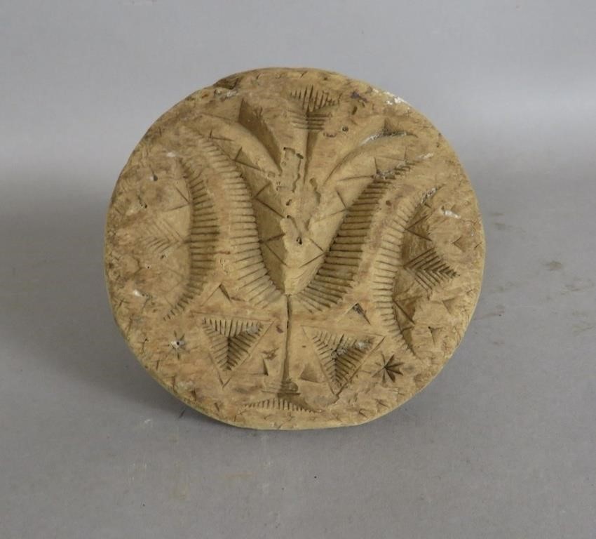 EARLY PA DEEP CARVED TULIP BUTTER