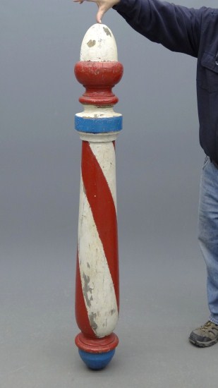 Early painted barber pole. 55'' Ht.