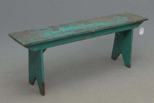 Early painted bootjack bench. 50