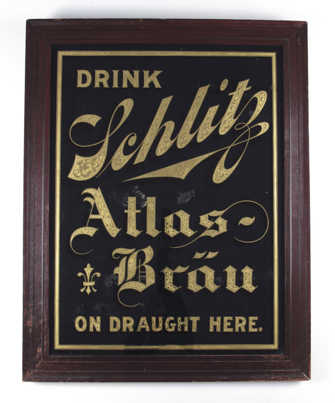 EARLY PAINTED GLASS SCHLITZ BEER