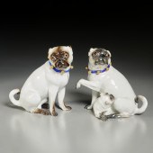 EARLY PAIR LARGE MEISSEN PORCE