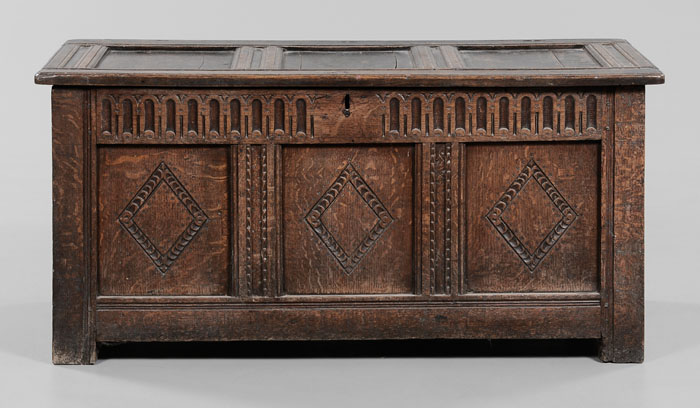 Early Paneled Oak Chest British,