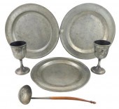 EARLY PEWTER: SIX PIECES INCLU