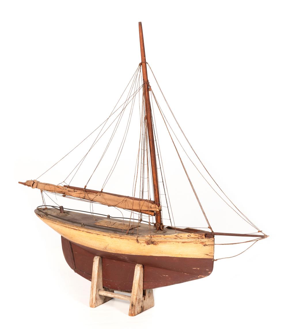EARLY POND MODEL OF A GAFF-RIGGED