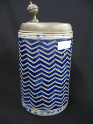 Early Pottery Stein engraved pewter