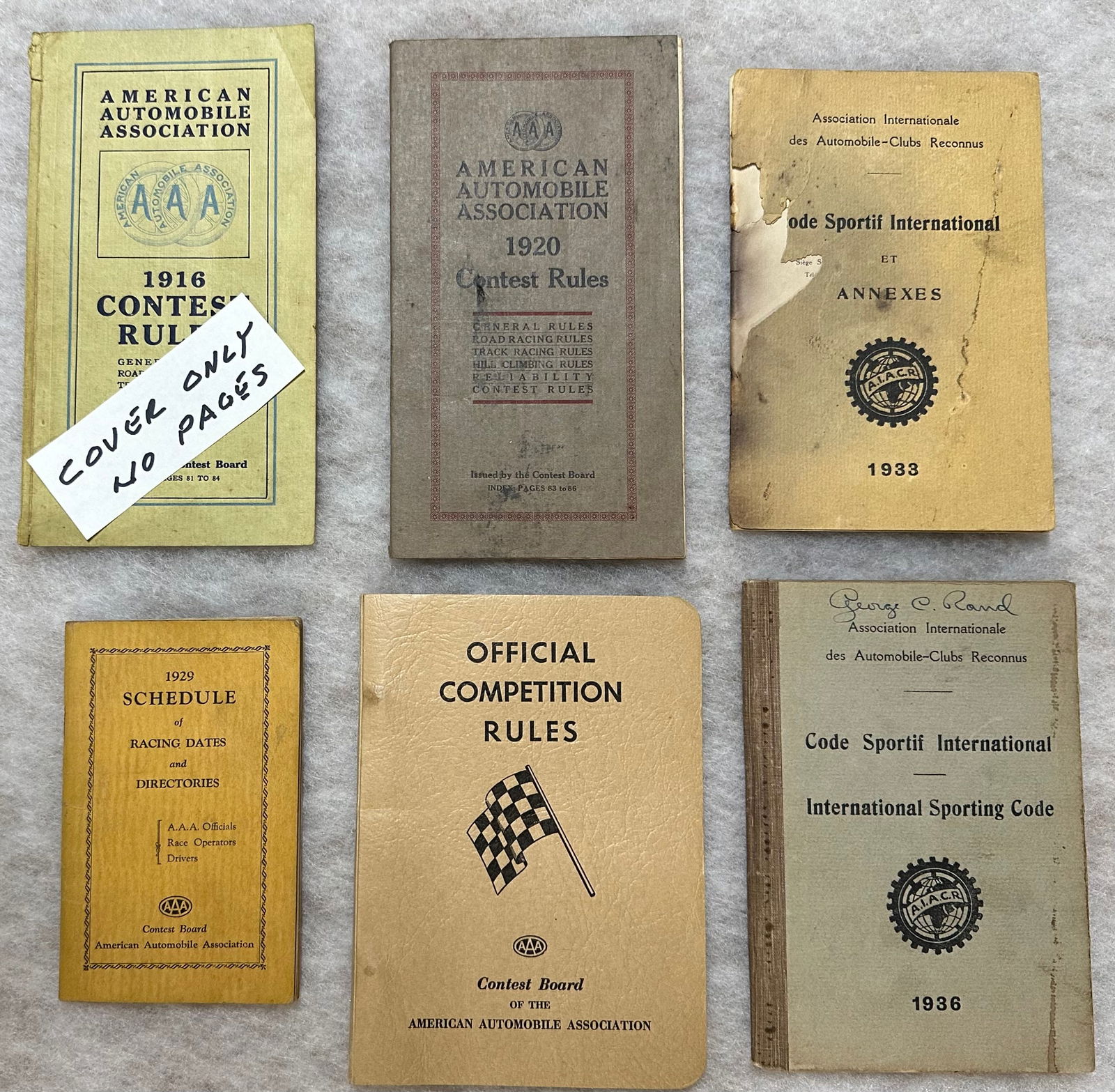 EARLY RACING RULE BOOKS AND