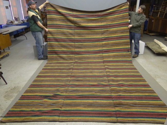 Early roomsize rag rug. 8' 8