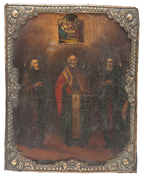 Early Russian Icon with Saints