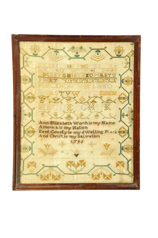 EARLY SAMPLER.  Ann Elizabeth Worth