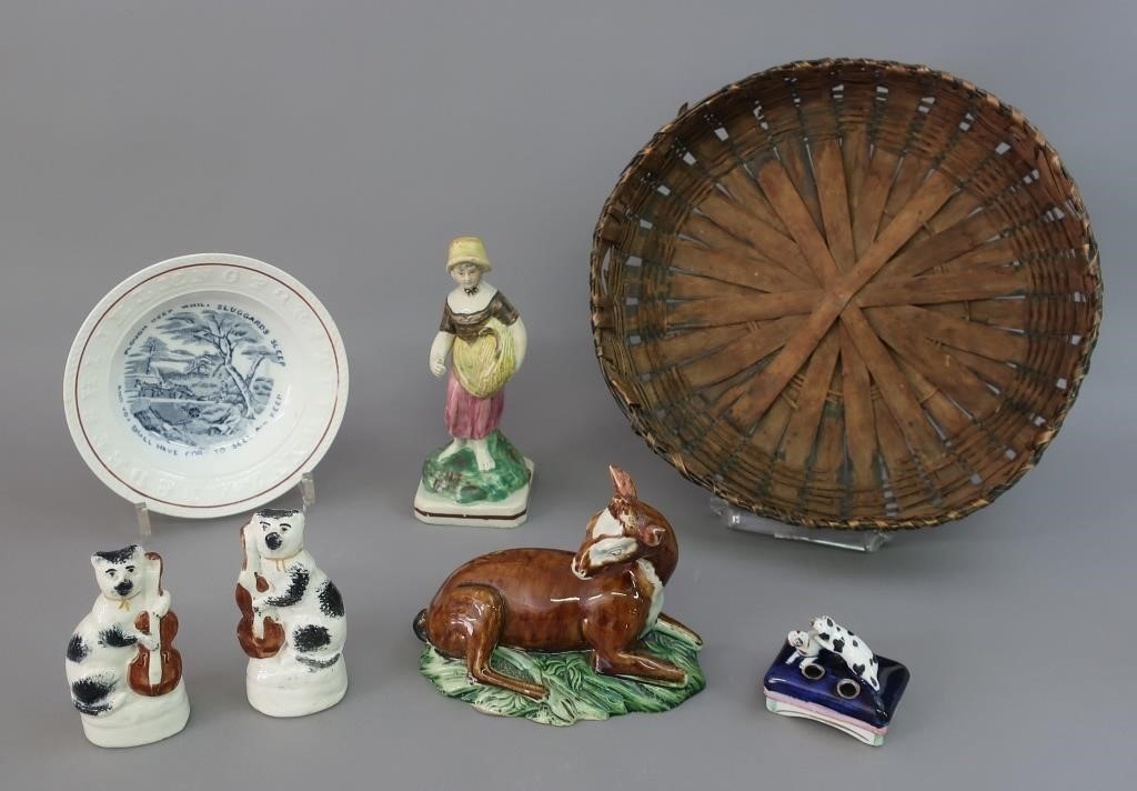 Early Staffordshire cow, 5"h x 6"l;